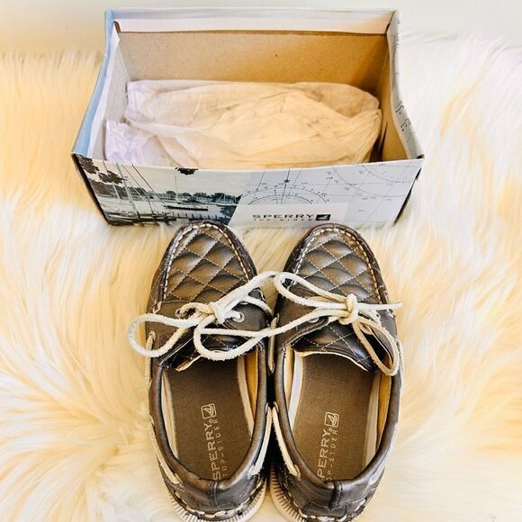 Sperry Top-Sider A/O Pewter Quilted Girls Boat Shoe Loafers! ❤️ - Picture 5 of 6